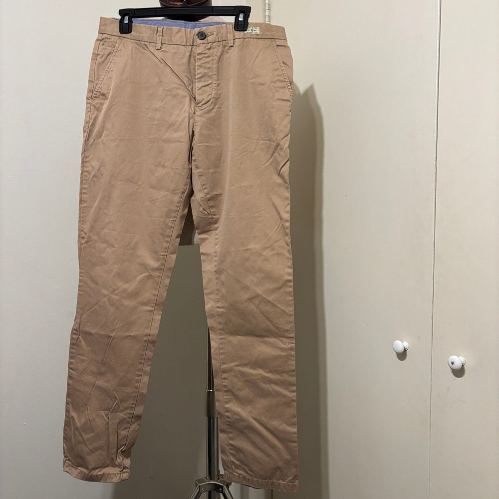 Tommy Hilfiger Mens Authentic Chino Pants Tan Khaki Organic Cotton w34x33